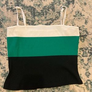 Used green, white and black tank top